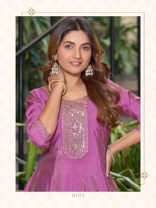 Conjunto de Kurti de Seda Romana, Conjunto de Kurti, Ropa de Mujer, Conjunto de Kurti para Fiesta, Conjunto de Kurti para Mujer, Conjunto de Kurti al por Mayor para Mujer - Product Image 2