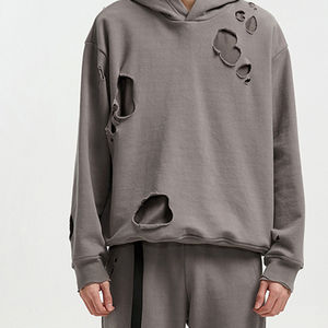 Top de haute qualité Look élégant Meilleure vente Hommes Distressed Hoodie à manches longues Thermique Haute Qualité Hommes Distressed Hoodie - Product Image 4