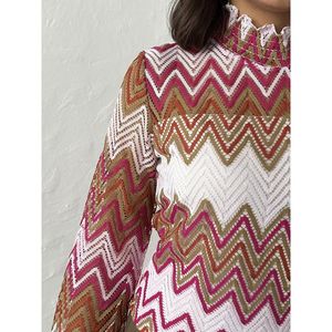 Blusa al por mayor Topshow con patrón en zigzag fucsia - [object Object] - Product Image 4