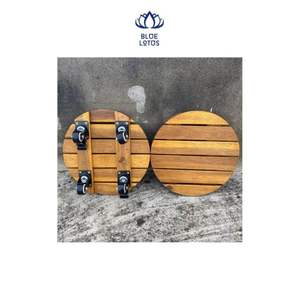 12 pouces rond bois plante Caddy avec roues usine prix de gros fleur plante - Product Image 1