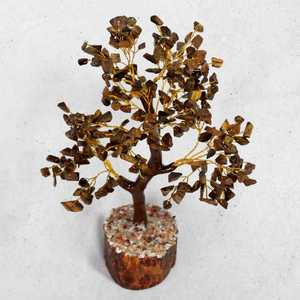 Handcrafted Tiger Eye <b>Crystal</b> Gem <b>Tree</b> Feng Shui Decorative Figurine Style Healing Stone <b>Tree</b> India For Home Decorate - Product Image 2