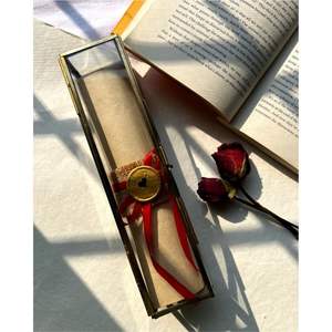 Antique Gold Metal Frame Clear Glass Display Box with Silk Ribbon for Luxury Scrolls Wholesale Customize Glass Scroll <b>Holder</b> Box - Product Image 6