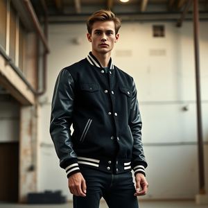 Chaqueta universitaria personalizada con bordado de chenilla, diseño OEM para chicas, Mangas de cuero, pedido a granel, hecha en Pakistán - Product Image 2