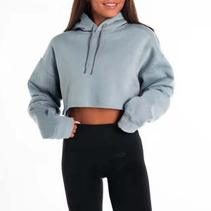 Sweat à capuche en coton vierge à manches longues pour femmes Gym Tops à capuche avec service OEM Vente en gros du fabricant - Product Image 1