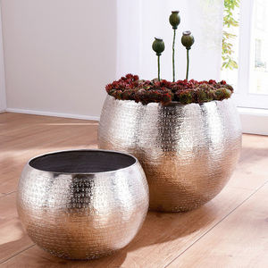 Vase à fleurs en aluminium de conception martelée en métal pour la décoration de salon à la maison Vase à fleurs décoratif au sol de couleur or antique - Product Image 4