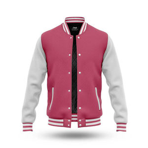 Chaqueta Estilo Universitario Unisex Multicolor con Mangas Blancas en Contraste, Forro Acolchado, Ribete a Rayas, Botones a Presión, Estilo Urbano Informal - Product Image 3
