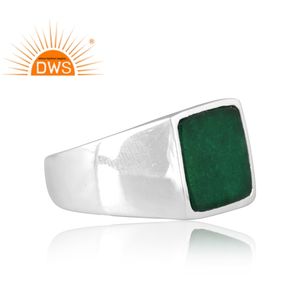 Best Selling Fine Sterling <b>Silver</b> Dyed <b>Emerald</b> Gemstone Band <b>Ring</b> Custom Jewelry for Women Gift for Her - Product Image 2