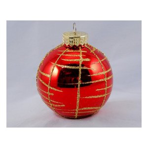 Adorno de plástico para árbol de Navidad, bola de 6 cm, roja y dorada, con diseño de Papá Noel, TE191549, 1 unidad - Product Image 3