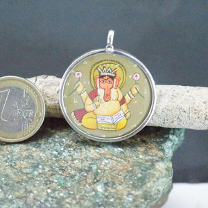 จี้เงินพระพิฆเนศ925ดีไซน์ทำด้วยมือพร้อมกรอบสีเงินสำหรับงานหมั้นงานแต่งงานงานวันครบรอบ - Product Image 1