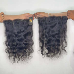 Línea de cabello natural 13x6 13x4 cierre frontal de encaje HD con paquetes de cabello, proveedores de cabello humano sin procesar de templo indio - Product Image 2