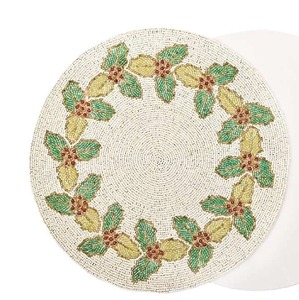 <b>Christmas</b> Party Table Decoration Wreath Design Beaded Placemat Charger <b>Mat</b> for <b>Christmas</b> Discount Price - Product Image 4