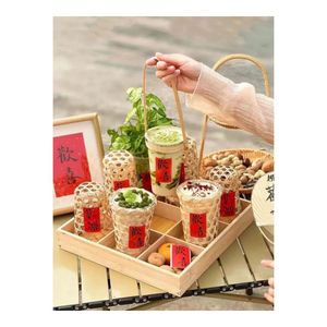 Venta superior 2025 Cesta portavasos de bambú natural hecha en Vietnam con/sin asas para bebidas - Product Image 4