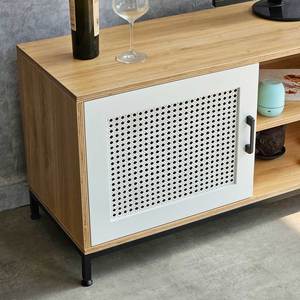 Mueble para TV Moderno Minimalista con Puerta de Ratán 160x40x55cm, Patas de Madera Contrachapada y Hierro, Mueble para el Hogar KTV68107 - Product Image 5