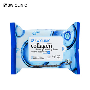 Toallitas Limpiadoras de Colágeno 3W Clinic 120g (30 Hojas), Toallitas de Calidad Clínica para un Cuidado de la Piel Eficaz - Product Image 1