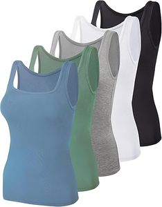 Débardeurs sans manches pour femmes, col carré, tricotés, longs, décontractés, avec logo personnalisé sur le devant, en modal - Product Image 6
