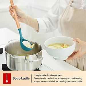 Ensemble de service de nourriture de luxe Couverts à tête bleue avec manche en bois Parfait pour les mariages élégants et les événements spéciaux - Product Image 5