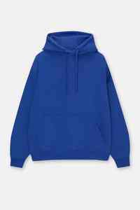 Sweat à capuche grande taille bleu égyptien pour hommes Polyester/coton mélangé thermique automne/hiver dentelle à capuche cou poches - Product Image 3