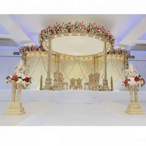Mandap Redondo de Tres Pilares para Bodas, el Mejor Conjunto de Mandap para Bodas, Gran Mandap de Madera Tallada para Matrimonios Hindúes, Fabricante en Reino Unido - Product Image 2