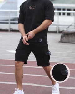 Vêtements de sport pour hommes chemise unie décontractée pour hommes courte 2 pièces costume short vente en gros ensemble de t-shirts avec logo brodé pour hommes - Product Image 6