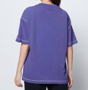 T-shirt surdimensionné pour femmes en coton de haute qualité Logo personnalisé coupe ample épaule tombante col rond respirant Streetwear motif solide - Product Image 5