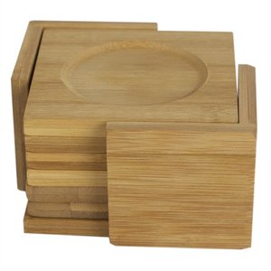 High Quality Leather Stand Natural coaster Acacia Wood Eco-friendly Custom Wood coaster Wooden <b>Cup</b> <b>Mat</b> 8 Pcs Set Modern Style - Product Image 4