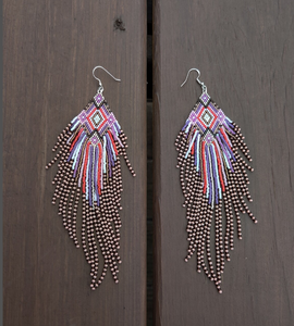 Only 2 Left and in 19 Baskets Seed Bead Earring - Native Earring - Fringe Earring - Product Image 1
