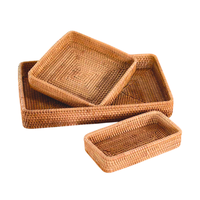 Panier de rangement en bambou naturel Plateau en rotin Panier de rangement pour fruits Service de fruits Artisanat du Vietnam