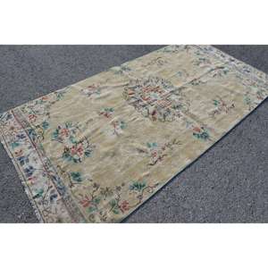 Tapis turc vintage, tapis de 4,8 x 9,3 pieds, tapis en laine beige à imprimé animal - Product Image 3