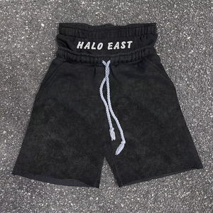 Pantalones cortos unisex cómodos de felpa francesa para gimnasio, pantalones cortos sólidos informales para correr, correr, dividir, logotipo personalizado, Etiqueta Privada, teñido liso - Product Image 3