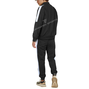 Chándal de poliéster 100% de alta calidad para hombre, Sudadera con capucha con cremallera de rayas blancas, parte inferior acanalada de calidad fina, parte inferior activa usada - Product Image 2