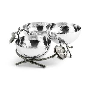 Acero inoxidable 304 grado alta calidad con soporte de lujo de metal plateado cuencos de frutas secas Juegos de cuencos para servir con Frutero de flores - Product Image 1