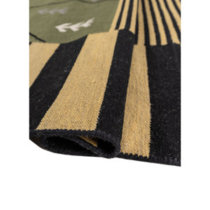 พรมขนสัตว์ทอแบบเรียบ Indusbar ADWL-13017 สีงาช้าง ผ้าฝ้ายออร์แกนิกผสมวิสโคส รูปทรงสี่เหลี่ยมผืนผ้า ลายปะติดปะต่อ สำหรับตกแต่งบ้าน ห้องโถง ขนาด 9x12 ฟุต - Product Image 2