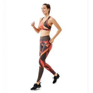 Leggings de soutien-gorge de sport respirant en nylon et élasthanne pour femmes, décoration en maille unie, entraînement, fitness, ensembles de yoga personnalisés, taille haute - Product Image 1