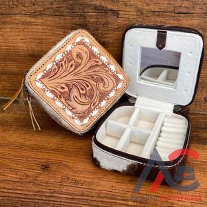 New Cowhide Mini <b>Jewelry</b> Display <b>Box</b> Organizer Portable Luxury <b>Jewelry</b> Storage <b>Box</b> Tooled Leather <b>Travel</b> <b>Jewelry</b> Case Wholesale - Product Image 1