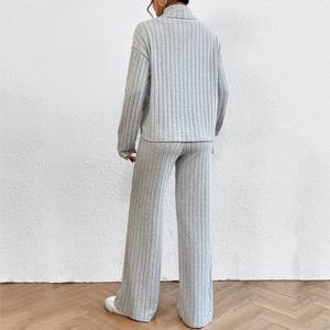 ชุดวอร์มลำลอง2ชิ้นสำหรับผู้หญิงชุดกางเกงถักแฟชั่นวินเทจชุดสเวตเตอร์ฤดูใบไม้ผลิฤดูใบไม้ร่วง - Product Image 4