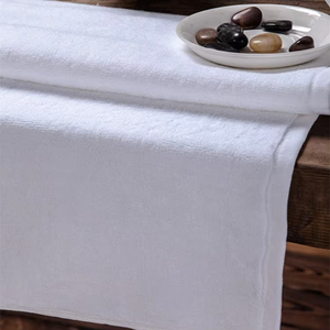 พรมห้องน้ำกันลื่นสีพื้นผ้าแจ็คการ์ดแห้งเร็วสีขาวสี่เหลี่ยมของโรงแรมทำจากผ้าฝ้าย100% - Product Image 4