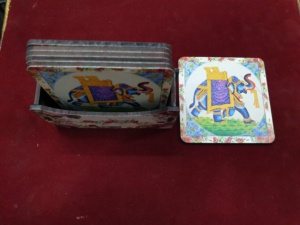 Juego de posavasos de diseño de elefante de madera de Rajasthani hecho a mano con soporte Floral, accesorios decorativos de mesa india, decoración del hogar - Product Image 2