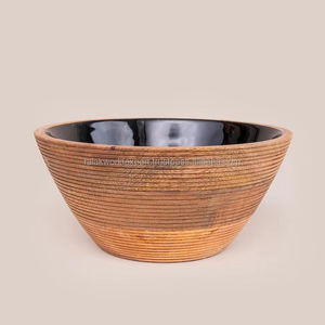 Tazón de servicio hecho a mano de madera de acacia pulida con logotipo personalizado de alta calidad estilo americano de Falak World Export - Product Image 6