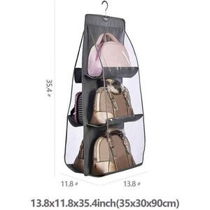 Bolsa de Almacenamiento para Armario, Doble Cara, 6 Bolsillos Transparentes, Organizador Colgante Mediano para Bolsos, Carteras y Monederos - Product Image 3