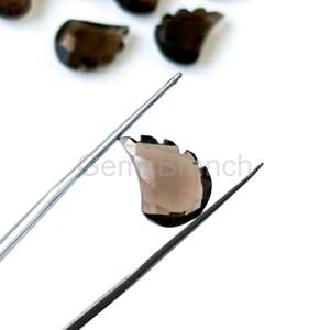 Cuentas de Cuarzo Ahumado Natural en Forma de Hoja Talladas a Mano de 11x15 mm para la Fabricación de Joyas, Piedra de Cuarzo Briolette de la India - Product Image 2