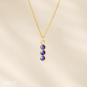 Lapis Gemstone Round Shape Pendant Bezel Gold Plated Birthstone Charms Necklace 18 <b>Inch</b> <b>Chains</b> 925 <b>Silver</b> Necklaces Wholesale - Product Image 1