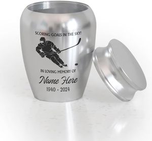 ฮ็อกกี้น้ำแข็งส่วนบุคคลโกศขนาดเล็กสำหรับมนุษย์ขี้เถ้าของที่ระลึกของขวัญสำหรับโกศสำหรับขี้เถ้าของมนุษย์ในความทรงจำที่กำหนดขนาดเองเงิน - Product Image 6