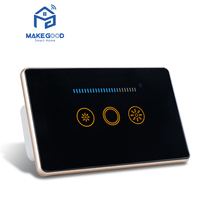 Interrupteur tactile intelligent WiFi Tuya MakeGood 400W, norme AU, rétroéclairage RVB, 1 gang, variateur de lumière, interrupteur variateur en verre cristal