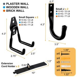 Lot de 6 crochets de rangement <span class=keywords><strong>mural</strong></span> Crochets de <span class=keywords><strong>garage</strong></span> en acier robuste Crochet de rangement pour <span class=keywords><strong>garage</strong></span> utilitaire Montage <span class=keywords><strong>mural</strong></span> Double cintres pour outils - Product Image 2