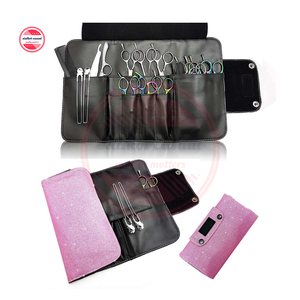 <b>Leather</b> <b>Roll</b> up Shear Cases | <b>Leather</b> Hair Styling Scissors Combs Clippers Hairdressing <b>Tools</b> Holder <b>Roll</b> up Case Snap Closure - Product Image 1