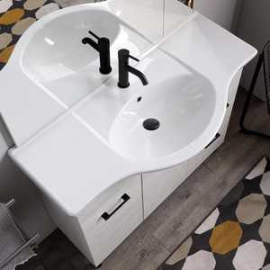105cm Modern White Oak <b>Floor</b>-Standing Bathroom Cabinet with <b>Mirror</b> Ravenna Wall Unit Set - Product Image 3