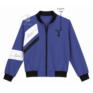 Veste bomber personnalisée pour cheerleading, couleur contrastée, broderie personnalisée, veste de réchauffement pour compétition de cheerleading en équipe - Product Image 5