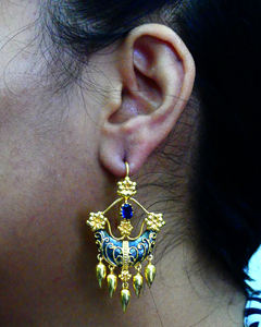 Boucles d'oreilles uniques élégantes et à la mode en argent sterling traditionnel plaqué or 925 avec pierres précieuses en kyanite - Product Image 6