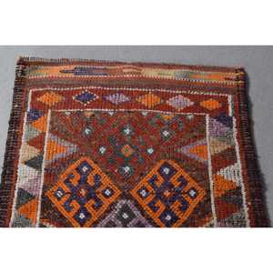 Herki Rug, 3x12.5 ft Vintage Rug, <b>Brown</b> Camouflage Rug <b>Wool</b> - Product Image 4