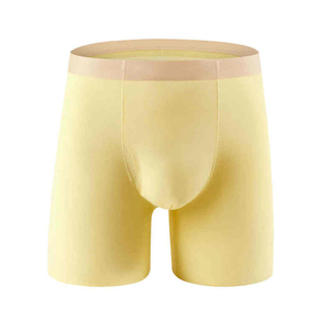 Calzoncillos bóxer de algodón de alta calidad para hombres, ropa interior negra larga transpirable con frente abierto con logotipo personalizado, ajuste cómodo - Product Image 2